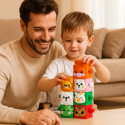 Edukacyjna zabawka Montessori Zwierzęce Klocki