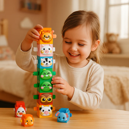 Edukacyjna zabawka Montessori Zwierzęce Klocki