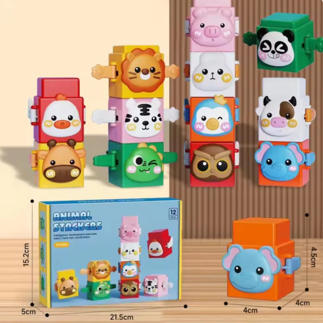 Edukacyjna zabawka Montessori Zwierzęce Klocki